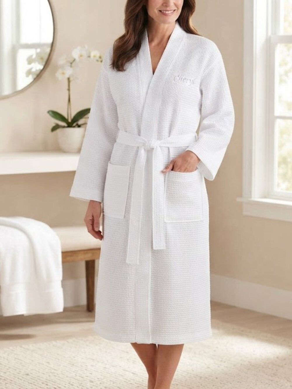 Turquaz White Waffle Knit Embroidered Women’s One Size